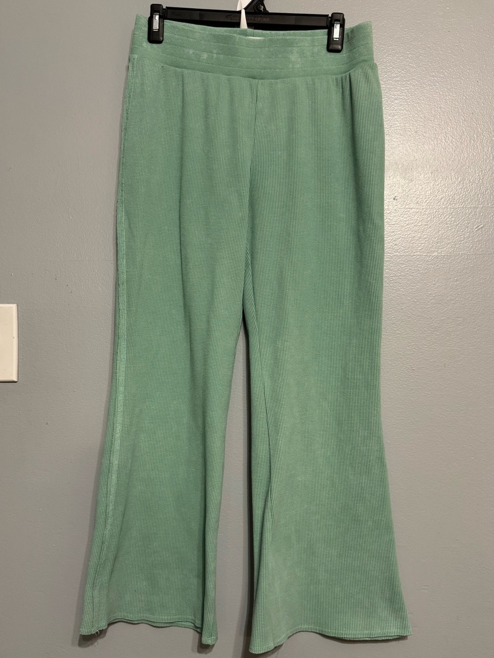 SunnySide by Sundry Mint Green Waffle Knit Wide Leg Lounge Pants - Small